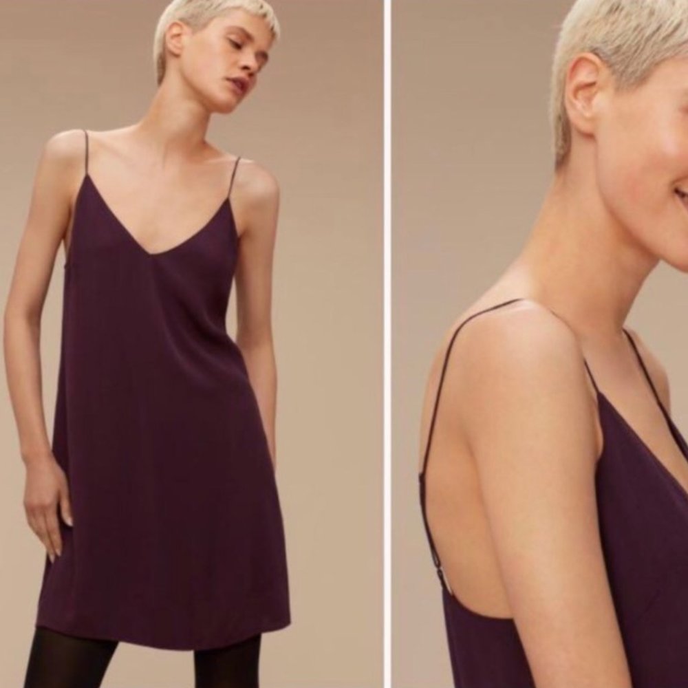 Aritzia Wilfred Free Vivienne Slip Dress Burgundy Size XS